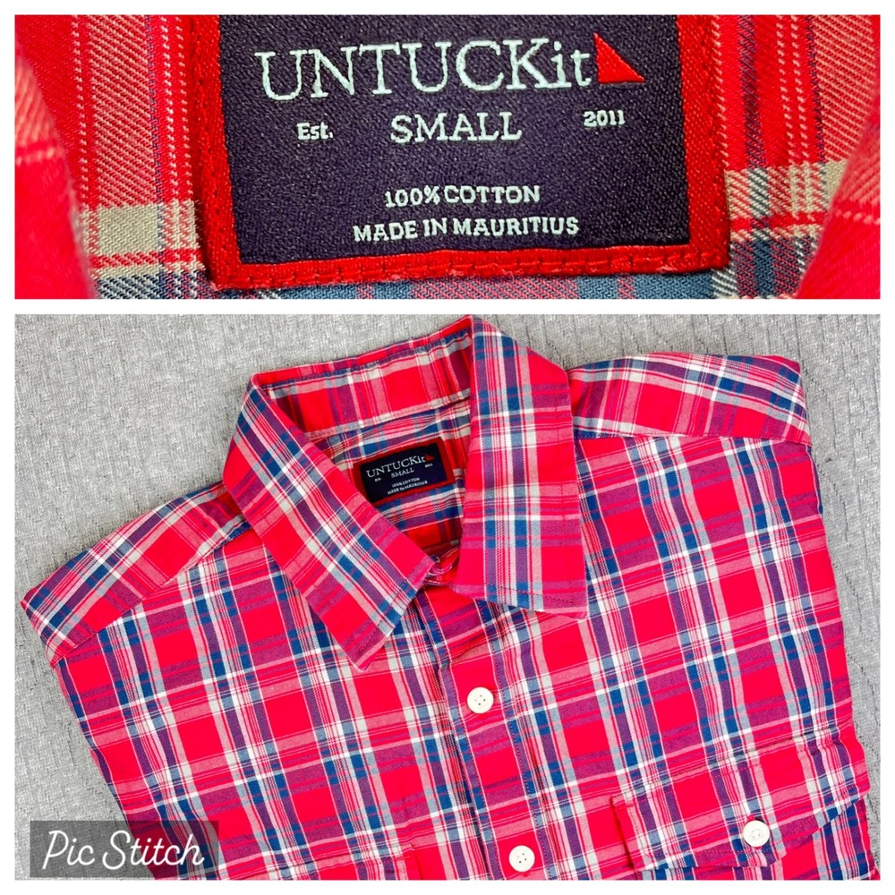 UNTUCKit plaid dress shirt‎ Mens Small Button Down Long Sleeve Cotton Casual